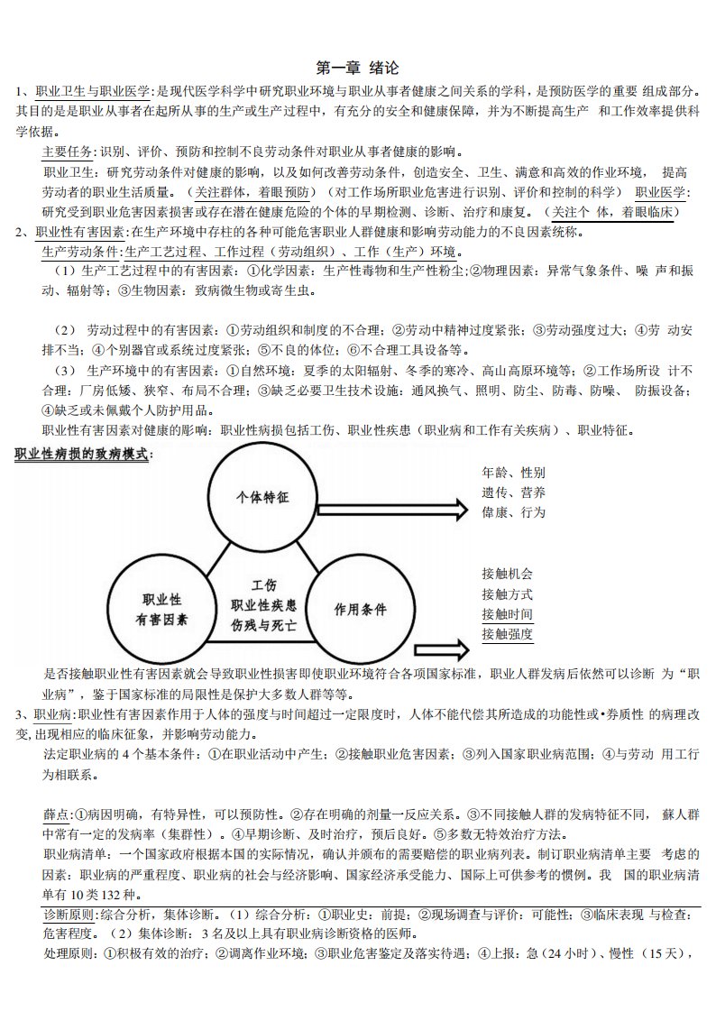 职业卫生与职业医学第考研复习笔记