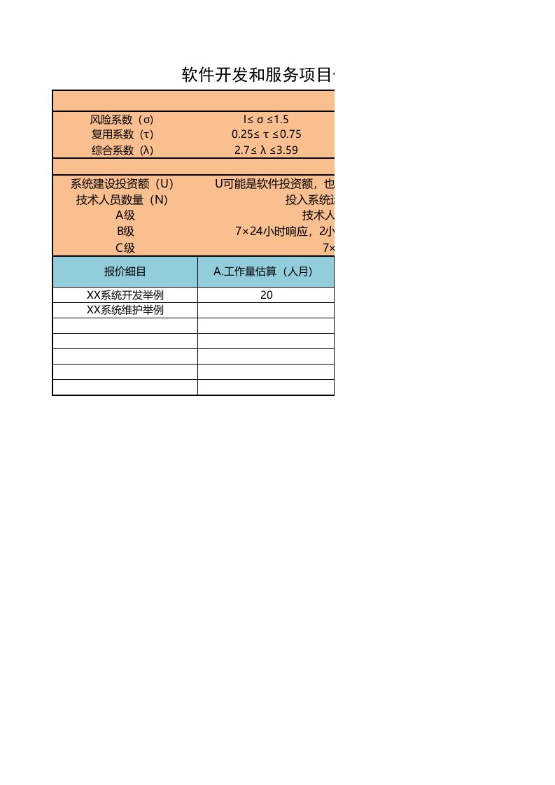 软件开发报价计算模板