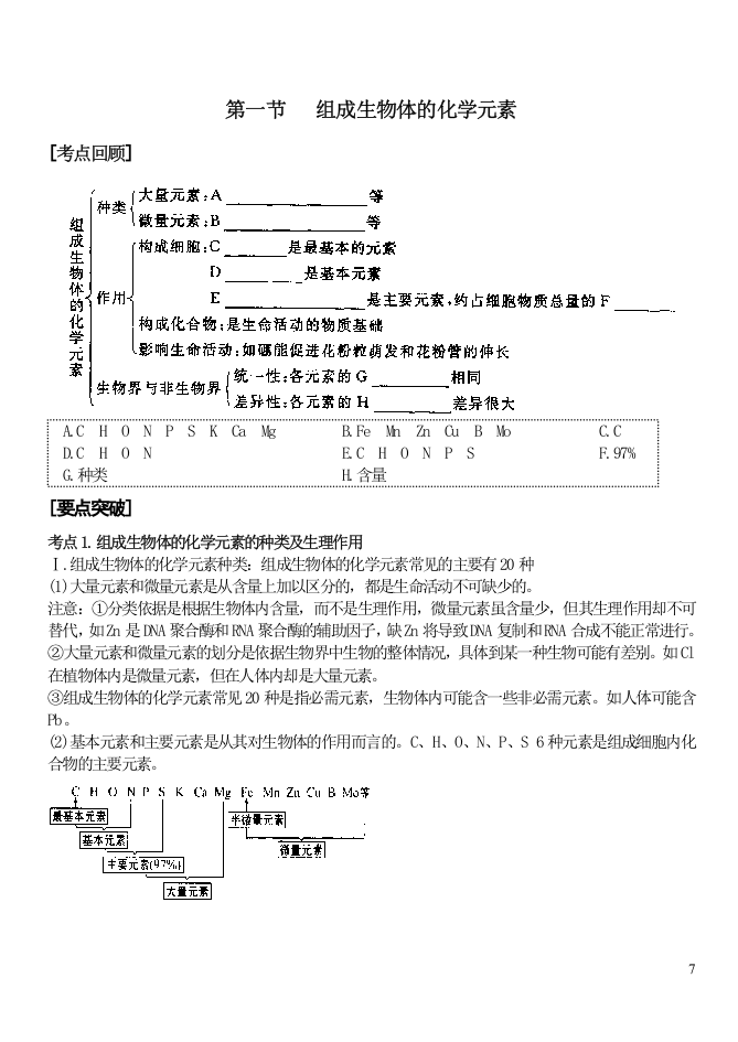 组成生物体的化学元素(1)