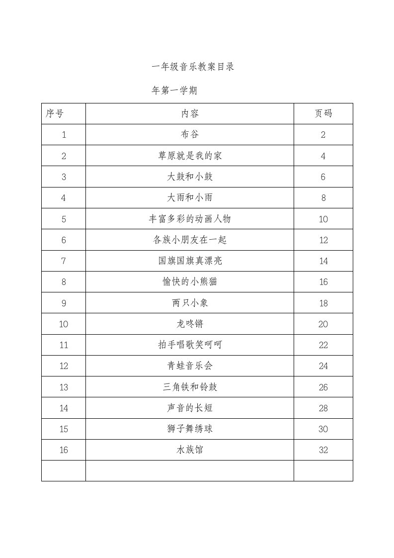 2024年人教版小学音乐一年级上册教案全册