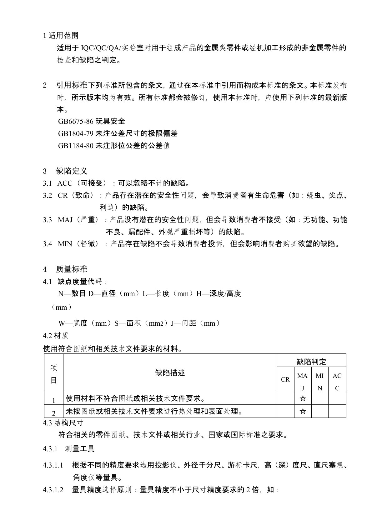 五金通用标准