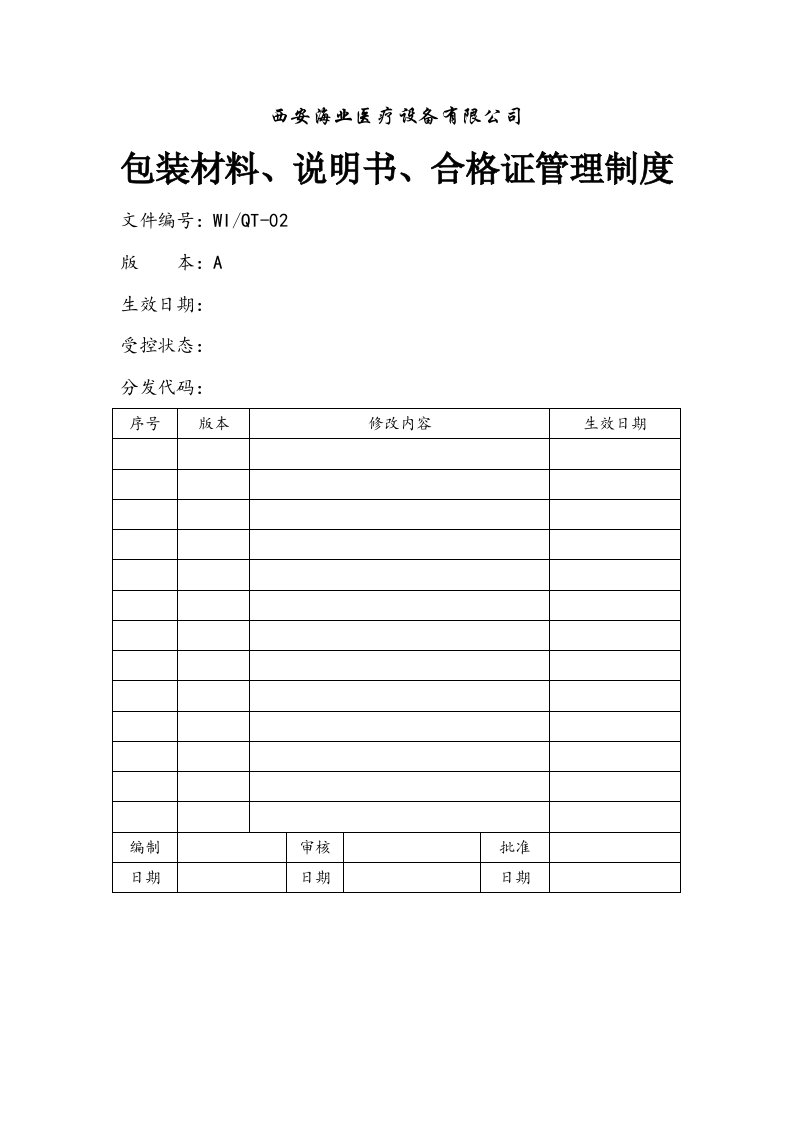 包装材料、说明书、合格证的管理制度