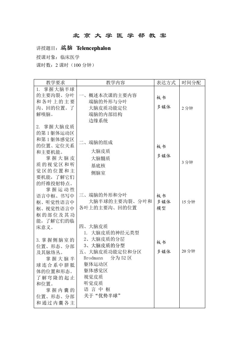 大脑皮质分区教案