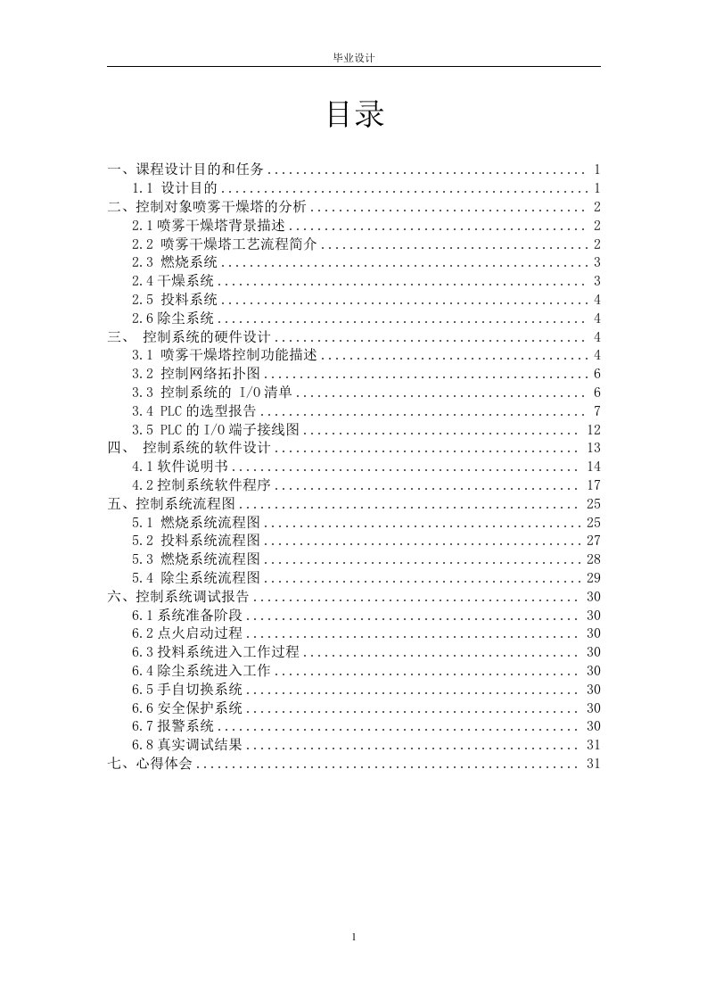 喷雾干燥塔控制系统设计-毕业论文【word格式】