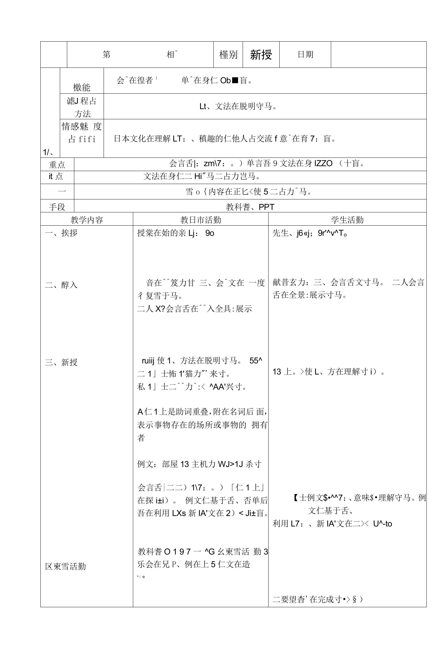 七年级全册《第四单元16课会话「ねずみの相談」》优质课教案