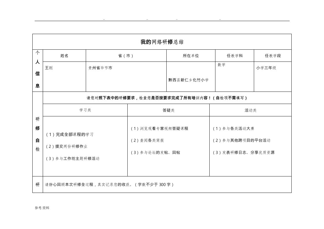 奥鹏培训研修总结