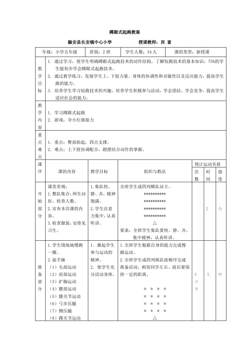 蹲踞式起跑教案x