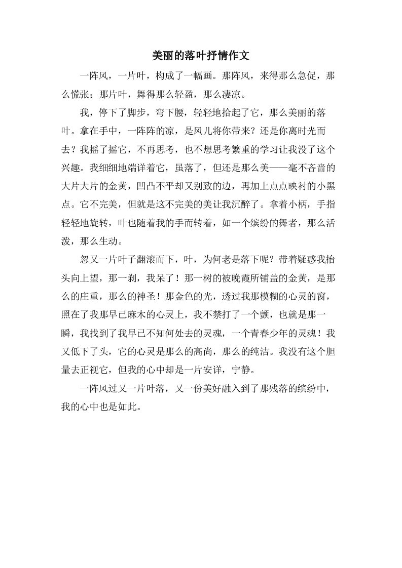 美丽的落叶抒情作文