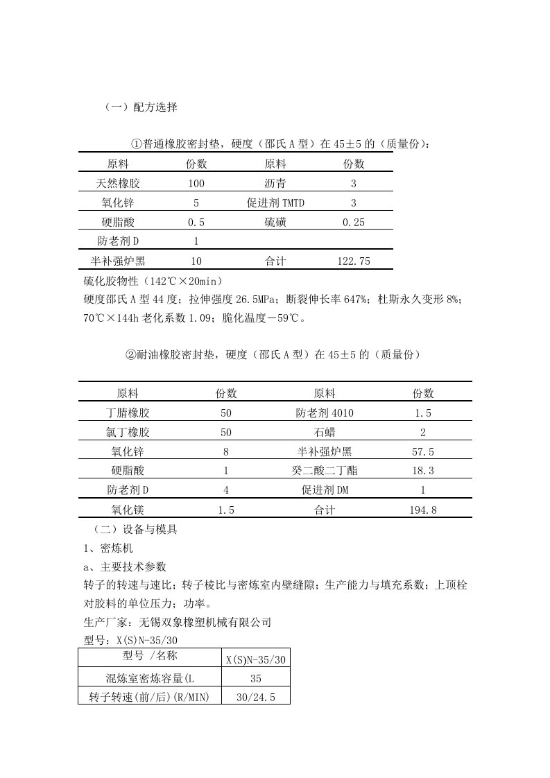 橡胶密封垫的模压成型配方介绍