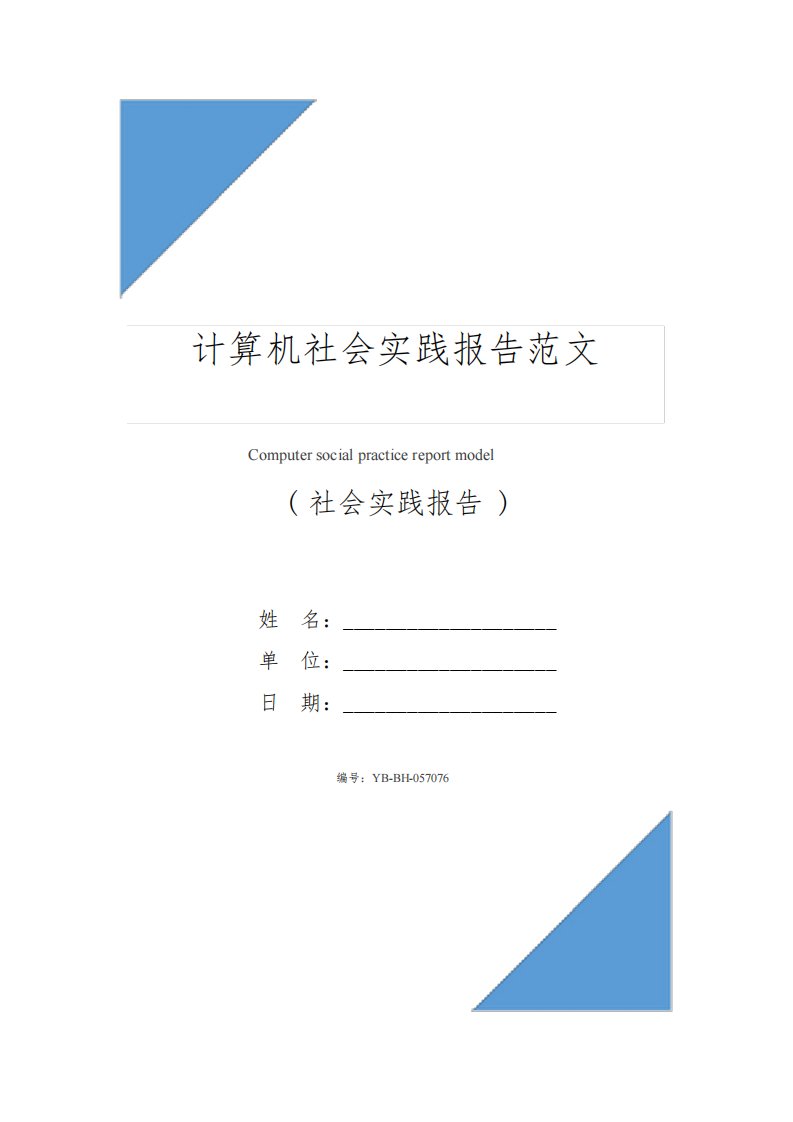 计算机社会实践报告范文