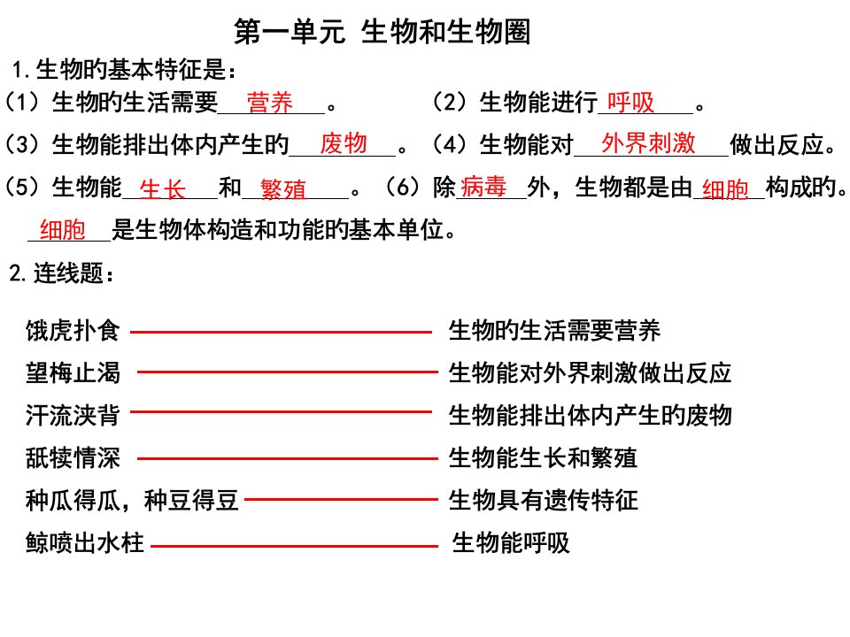 生物七年级期中复习市公开课获奖课件省名师示范课获奖课件