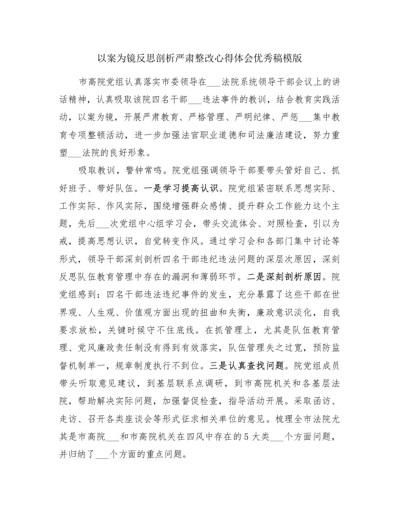 以案为镜反思剖析严肃整改心得体会优秀稿模版