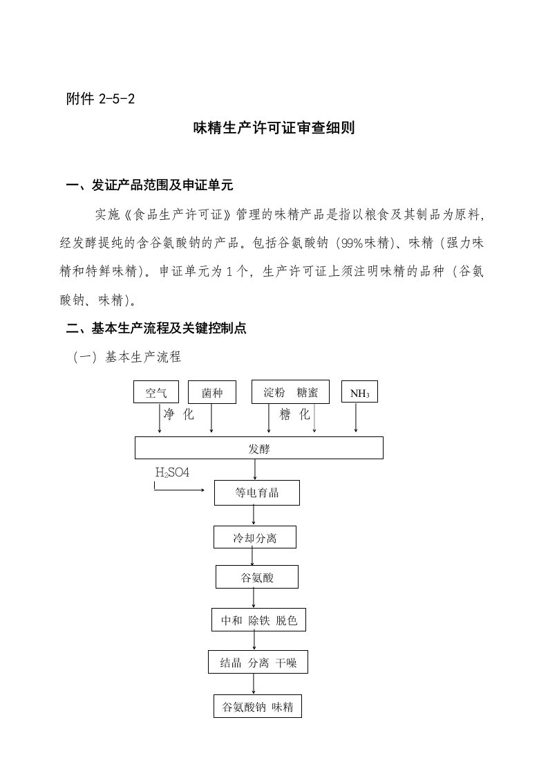 味精生产许可证审查细则