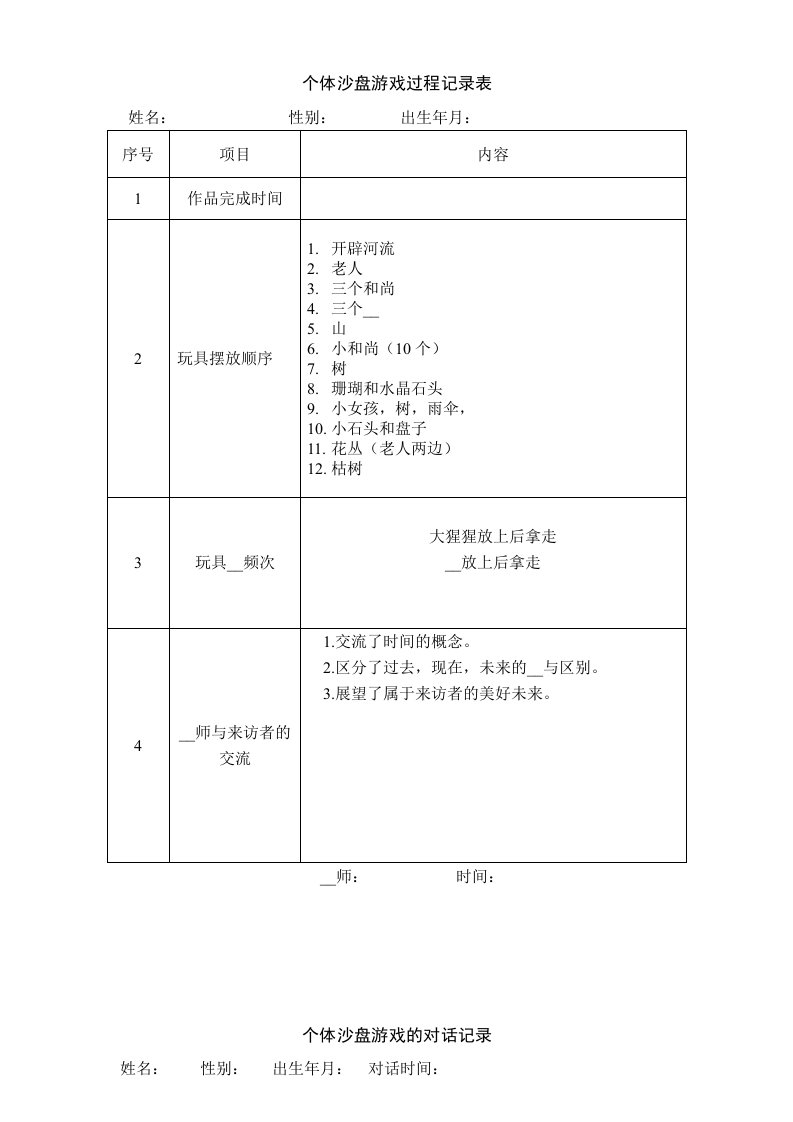 沙盘记录模板