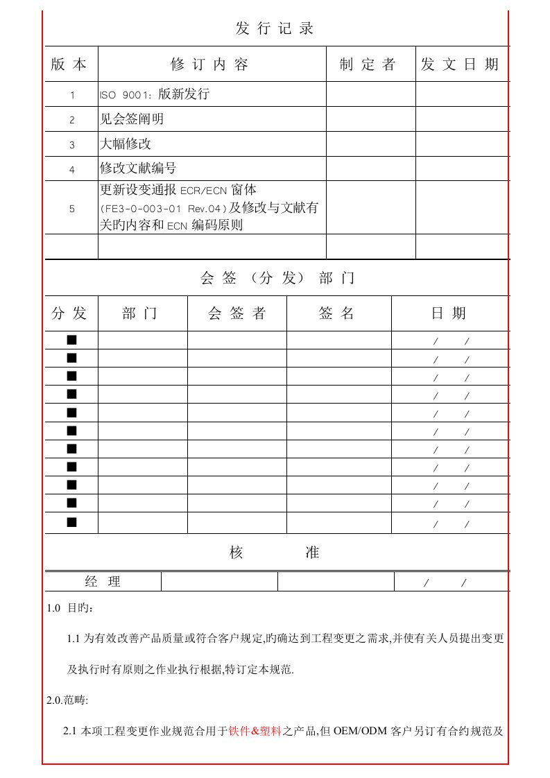 ECN标准流程