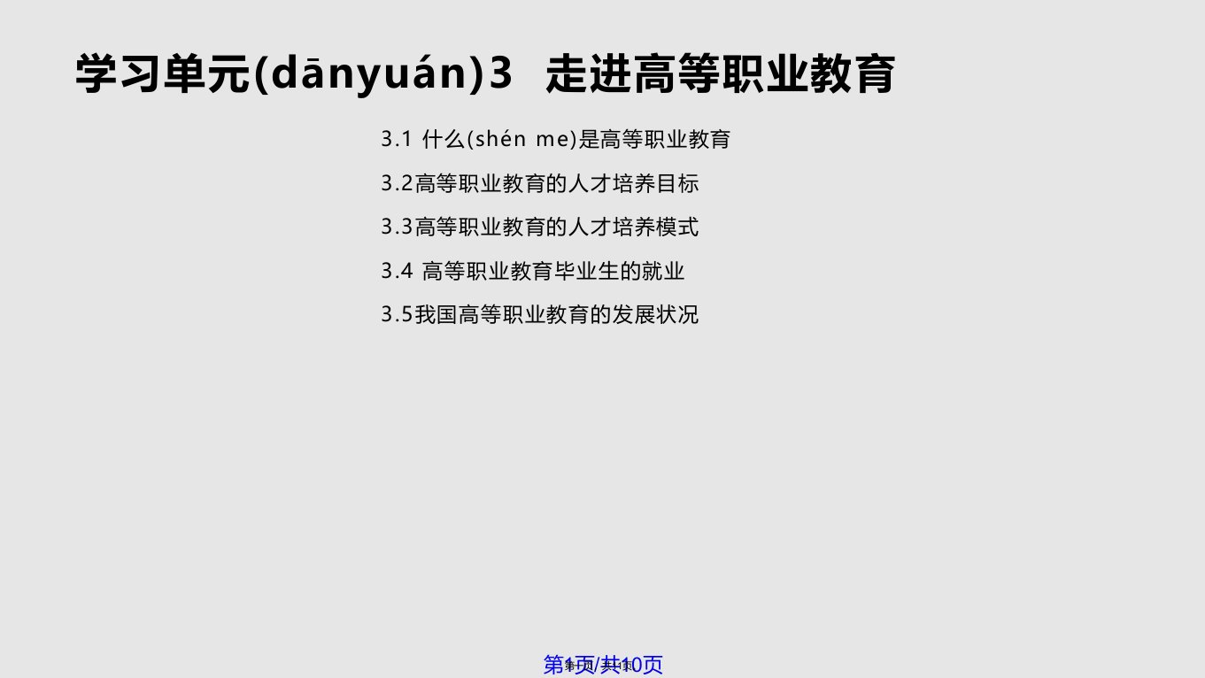 学习单元走进高等职业教育学习教案