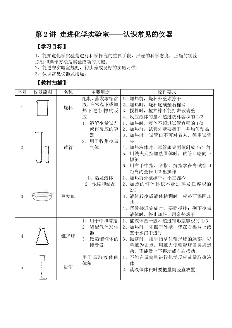 第2讲-走进化学实验室——认识常见的仪器