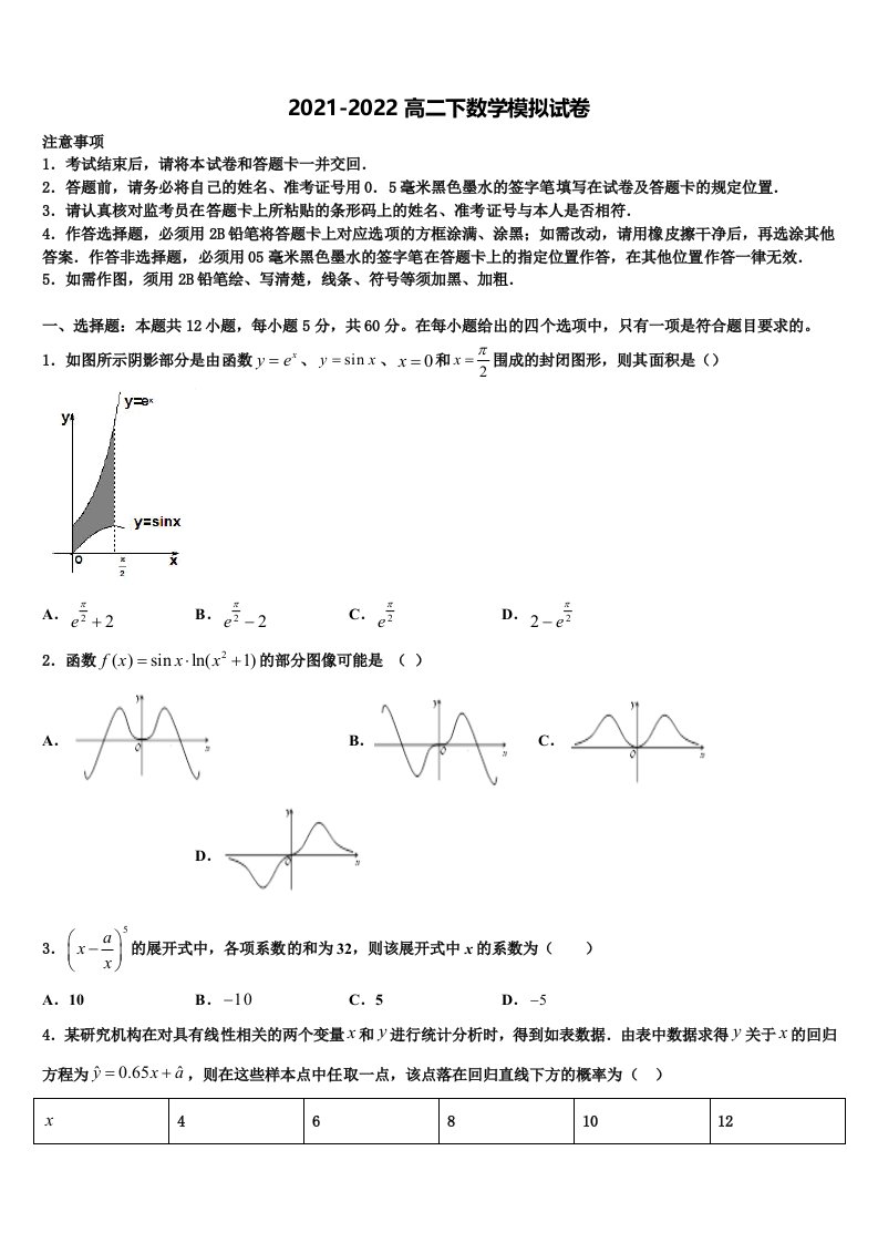 西北狼联盟高2022年高二数学第二学期期末教学质量检测模拟试题含解析