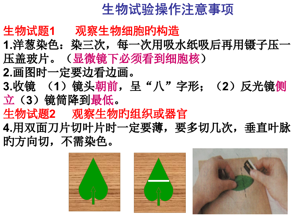 生物实验操作注意事项公开课获奖课件百校联赛一等奖课件