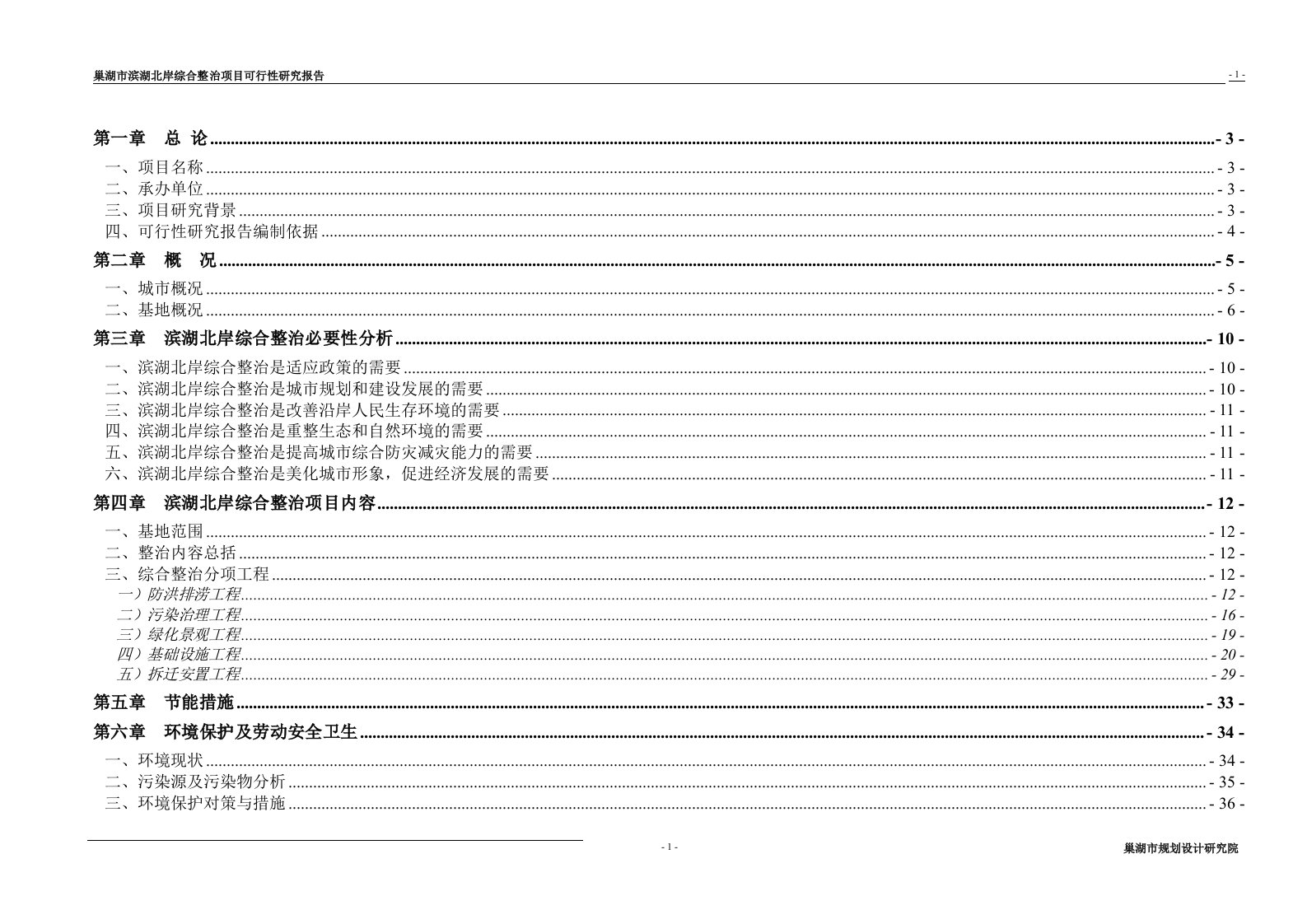 巢湖市滨湖北岸综合整治项目可行性研究报告