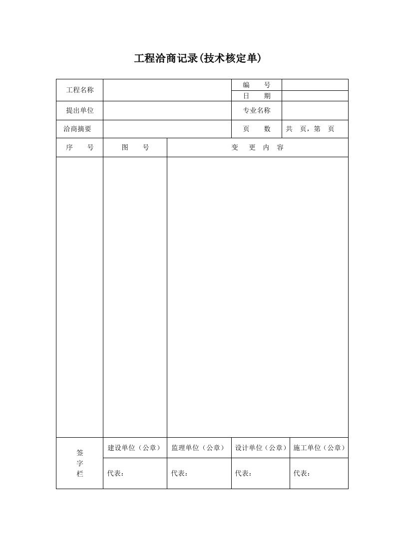 建筑资料-工程洽商记录技术核定单