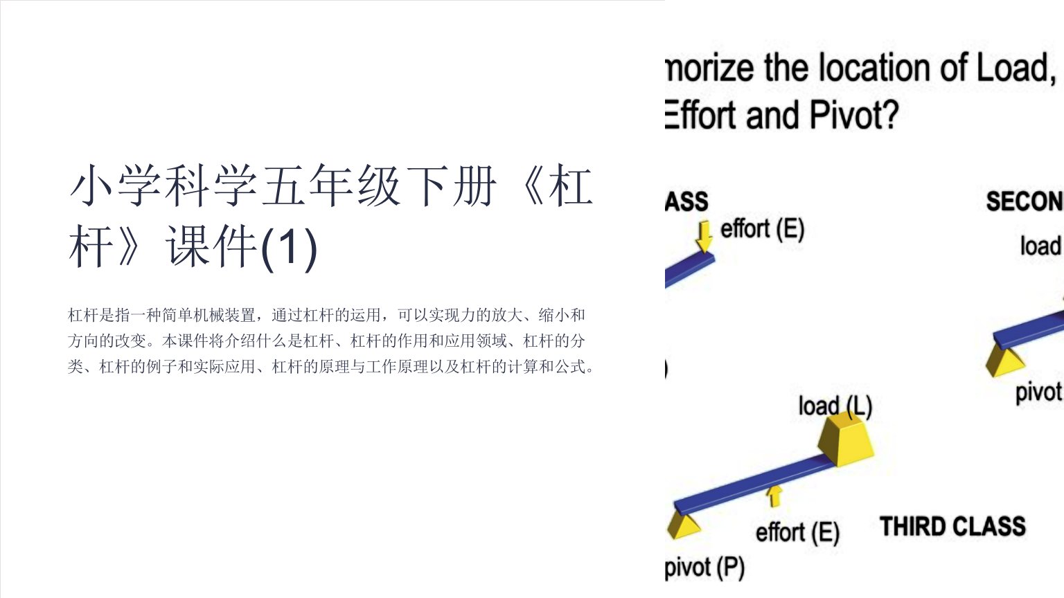 小学科学五年级下册《杠杆》课件(1)