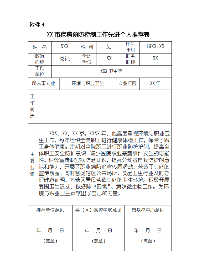 医院环境与职业卫生先进个人推荐