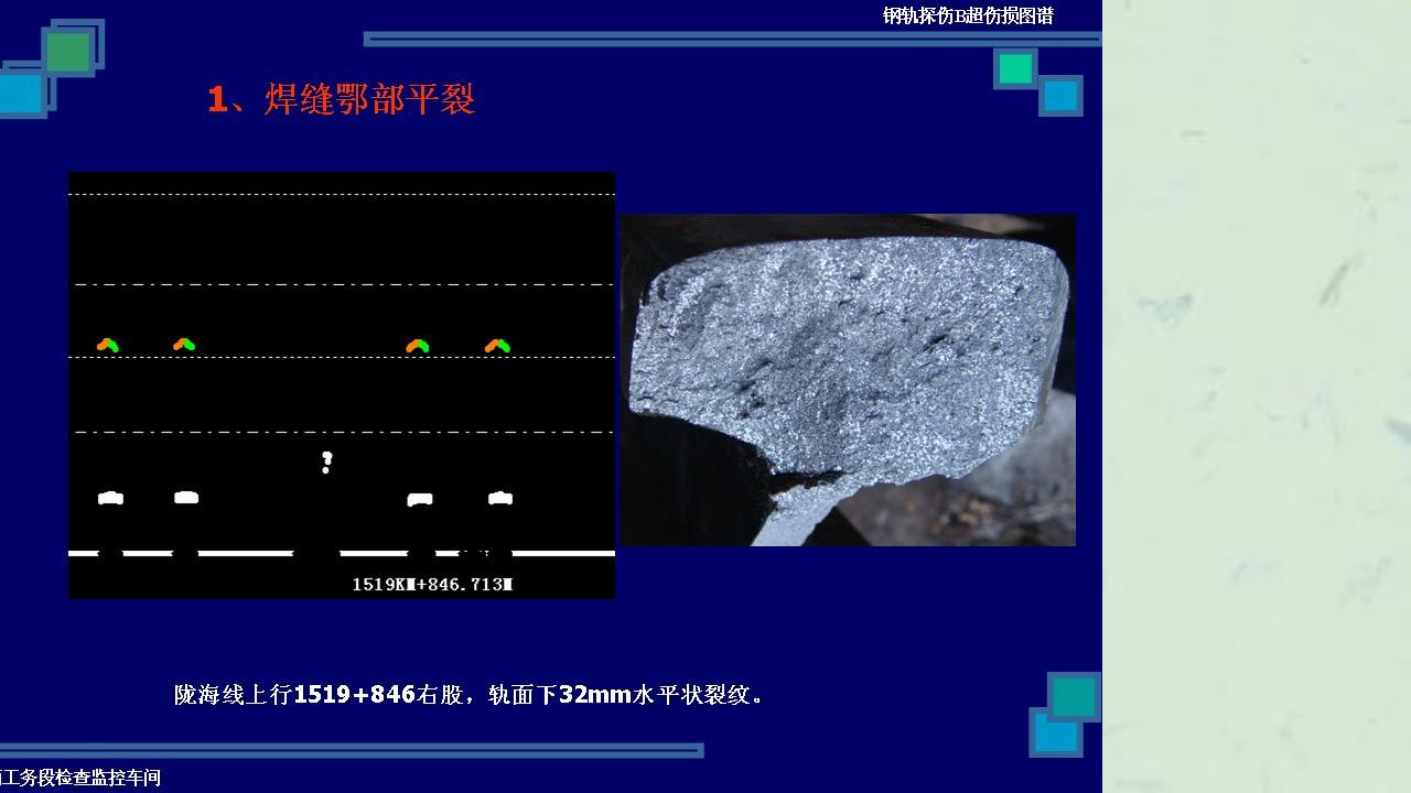 铁路钢轨探伤B超伤损图谱之焊缝及其它伤损课件