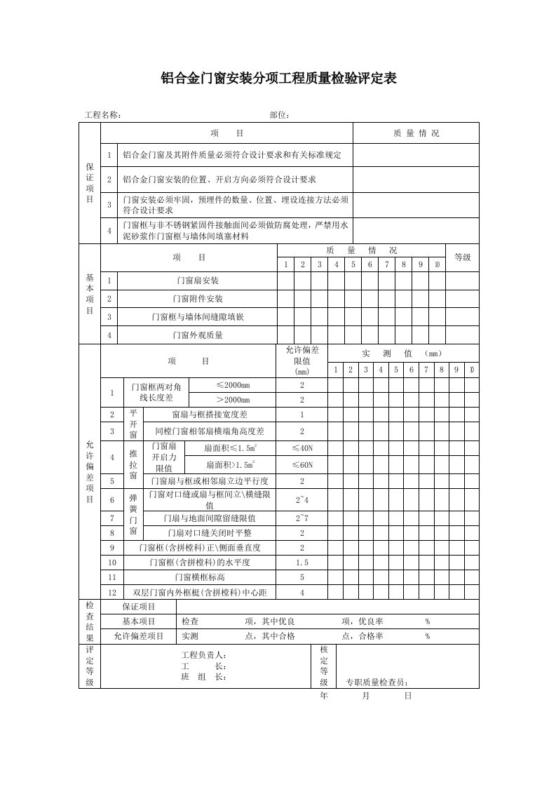 房地产工程质量管理及施工现场管理用表