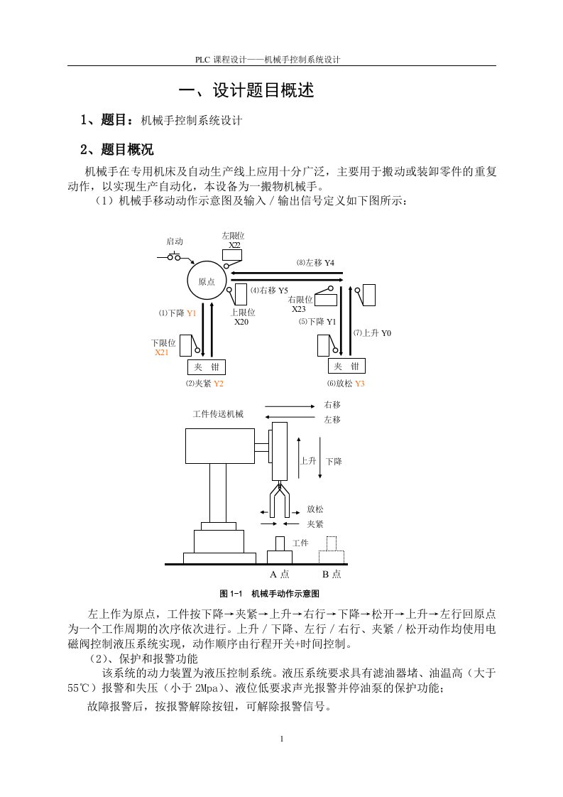 plc课程设计-机械手控制系统设计