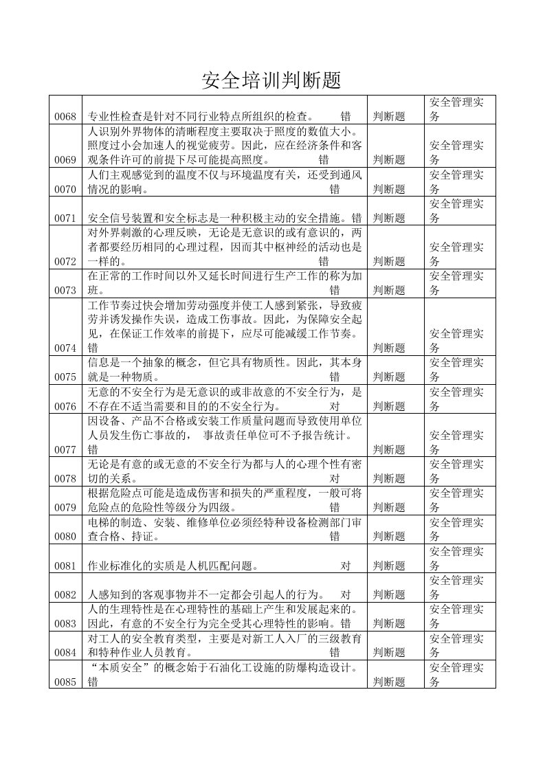 《安全培训判断题》word版