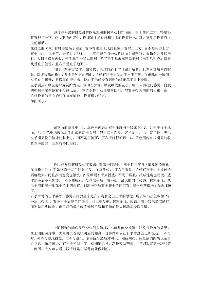 乔丹和科比的投篮讲解图是池边的树精心制作而成