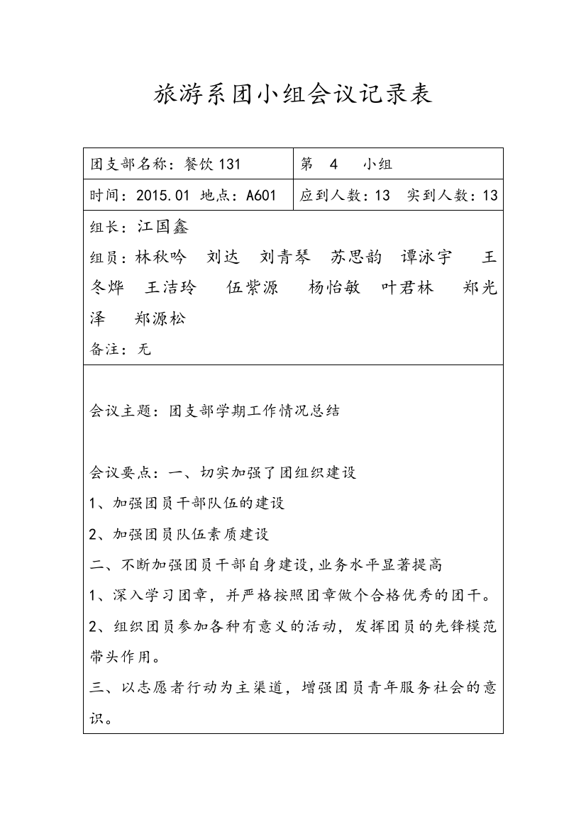 (word完整版)团第四小组会议记录表4-推荐文档