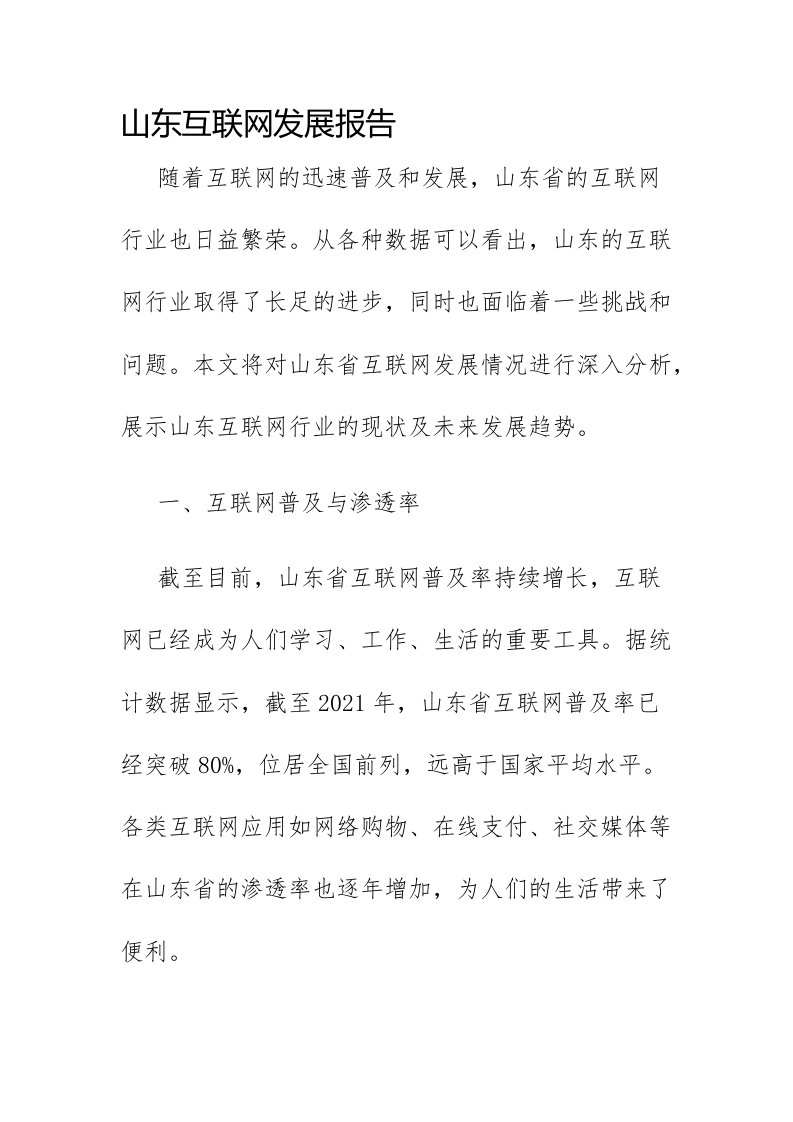 山东互联网发展报告