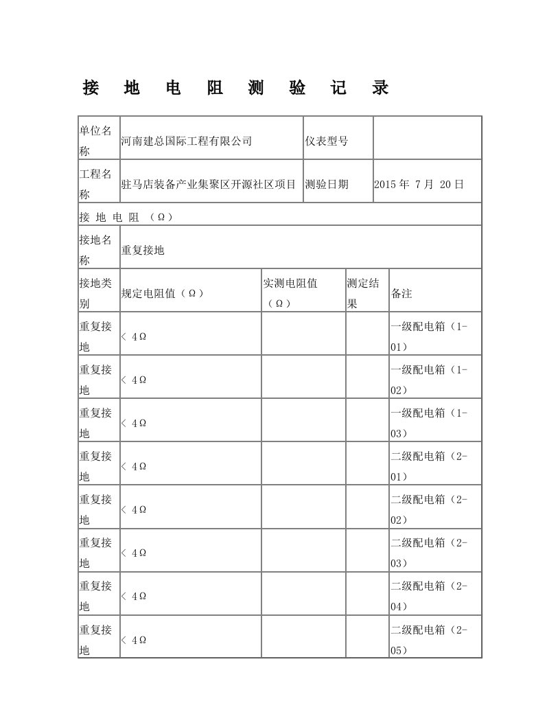 cokAAA接地电阻测试记录