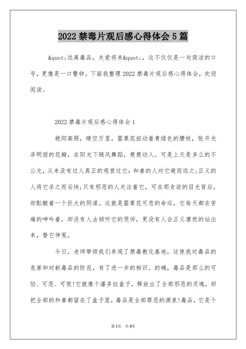 2022禁毒片观后感心得体会5篇