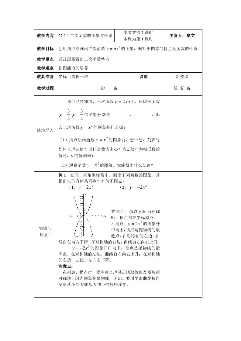 二次函数整章教案