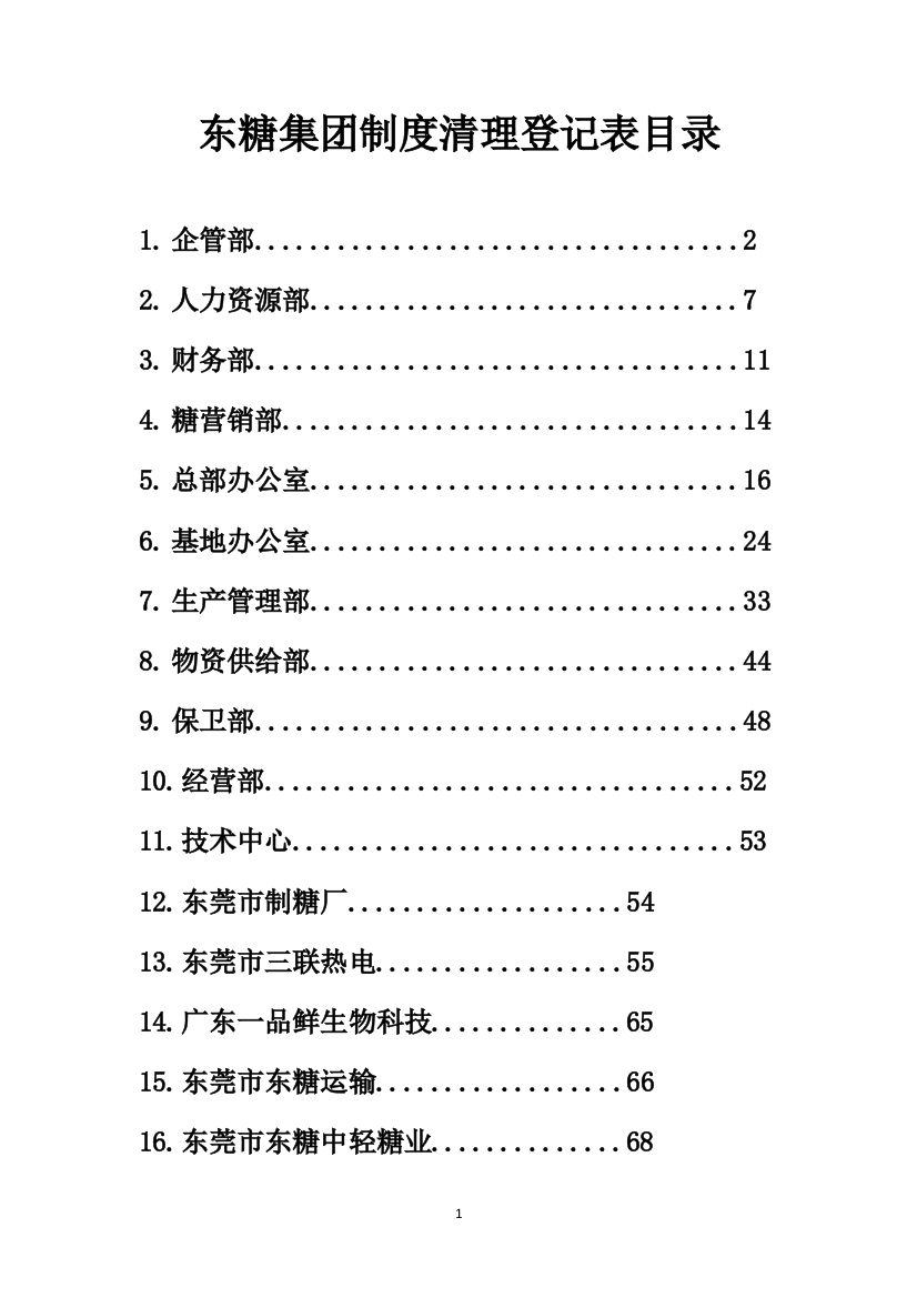 某集团制度清理登记表