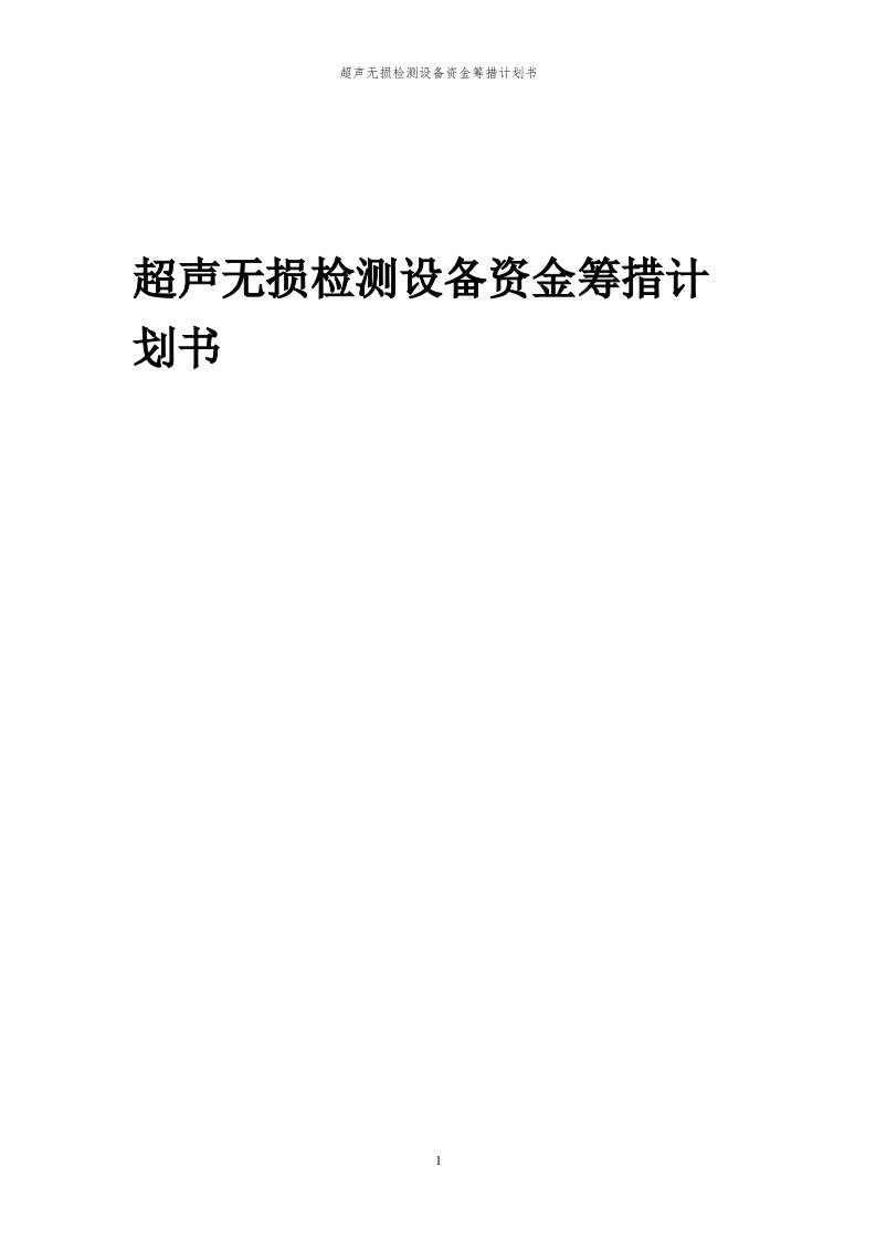 2024年超声无损检测设备项目资金筹措计划书代可行性研究报告