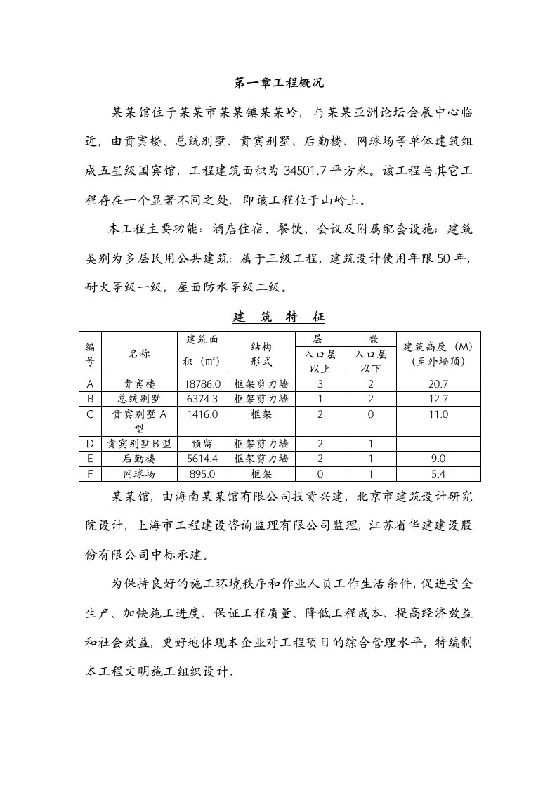 五星级国宾馆文明施工组织设计江苏