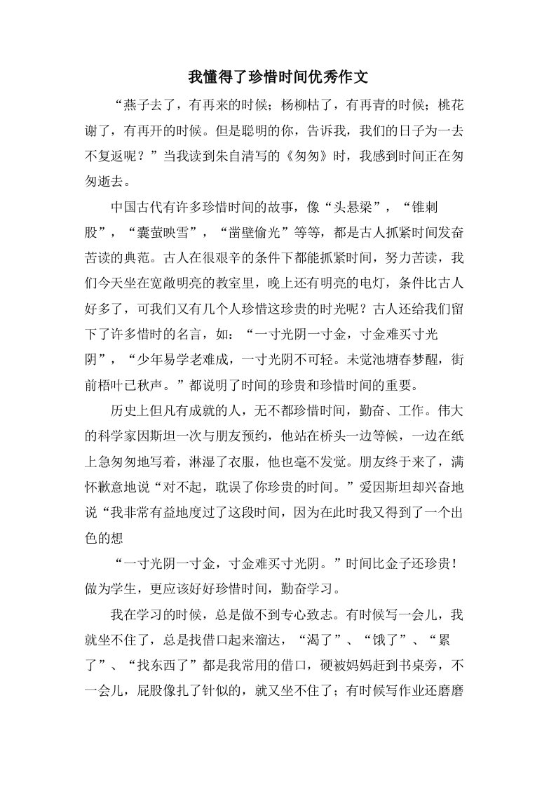 我懂得了珍惜时间作文