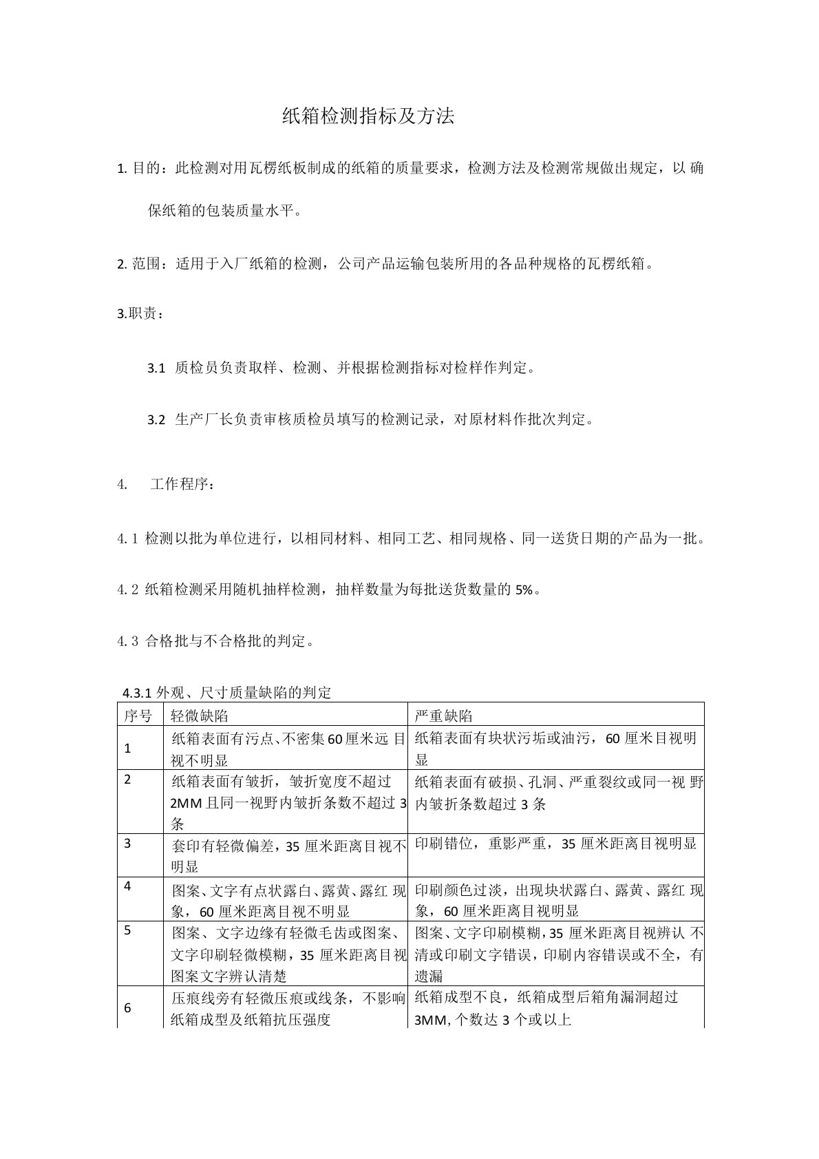 纸箱检验指标及方法