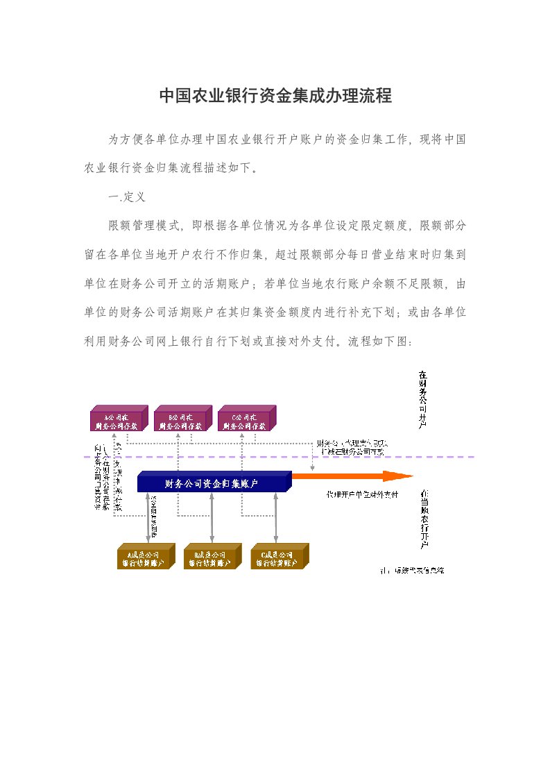 金融保险-中国农业银行资金集成办理流程