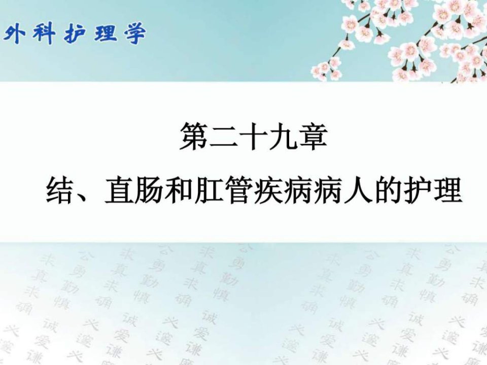 【学习课件】第二十九章结、直肠和肛管疾病病人的护理(1)