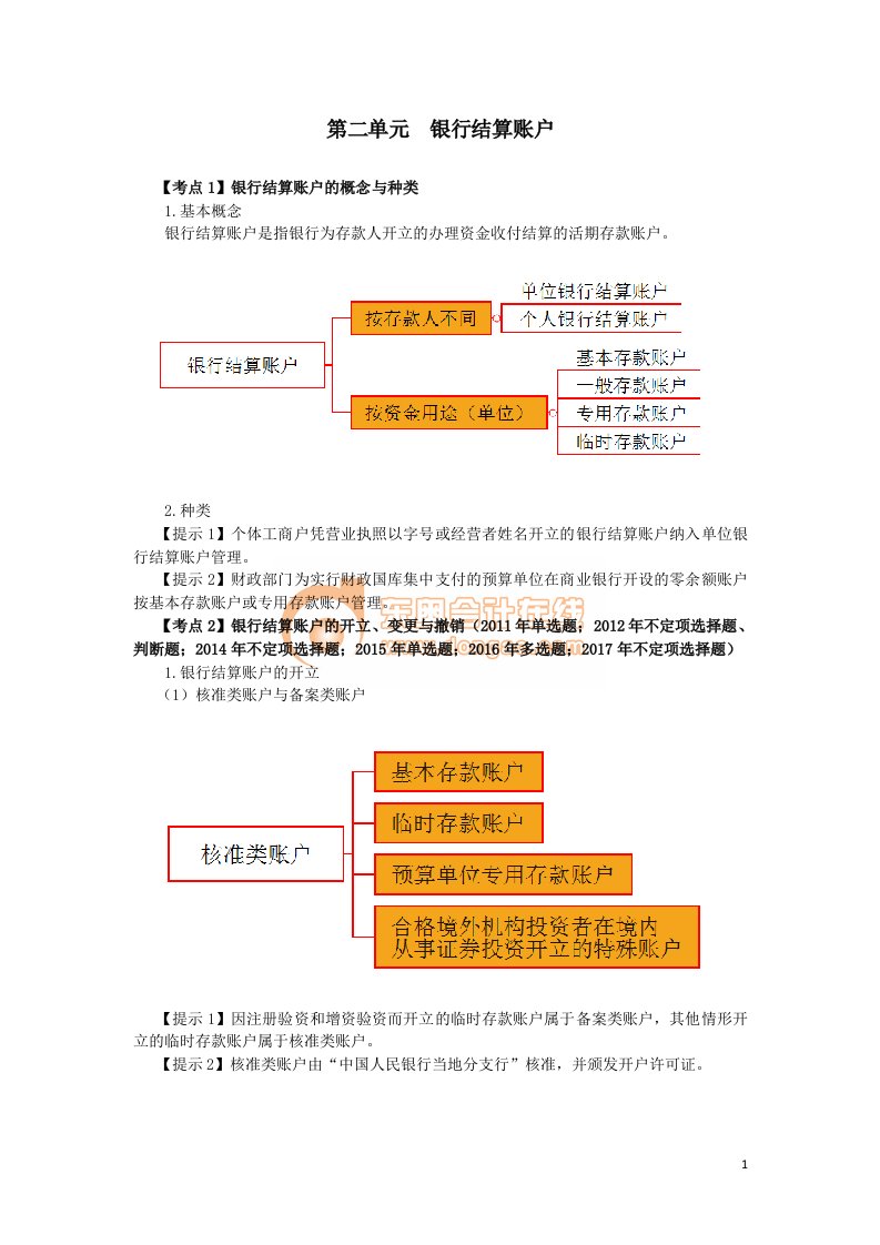 支付结算1-初级会计考试