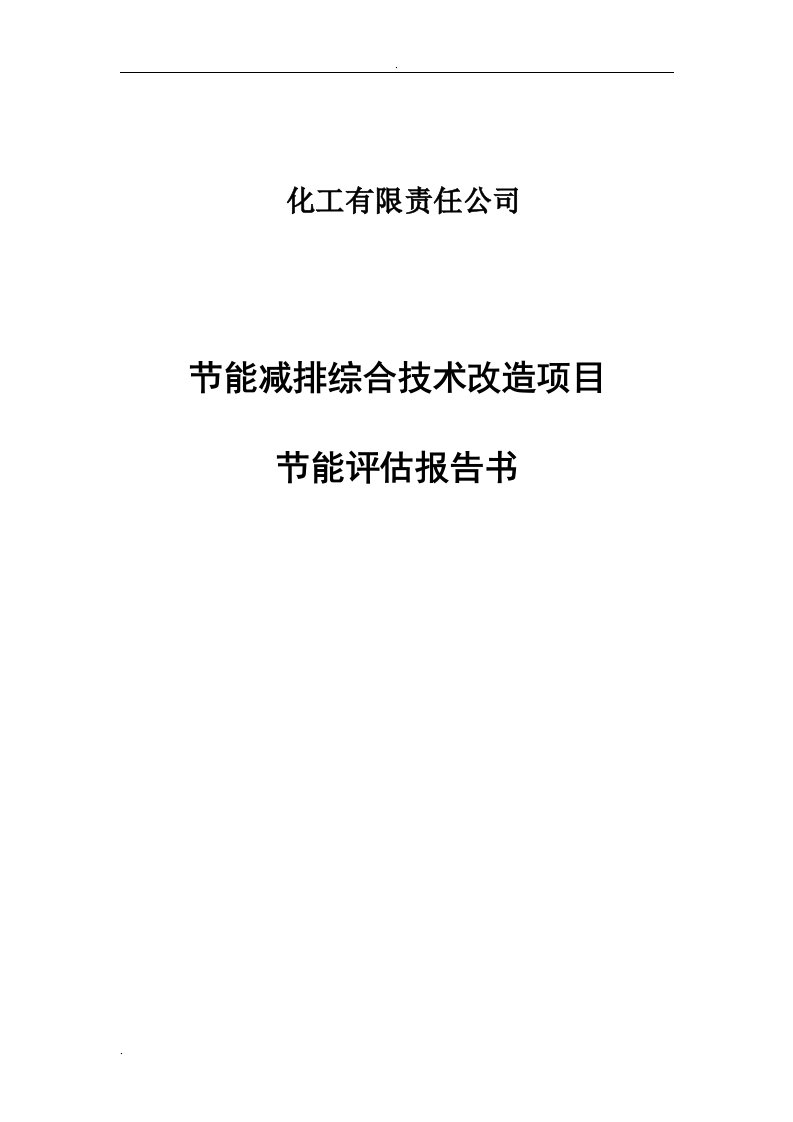 化工有限公司节能减排综合技术改造项目节能评估报告