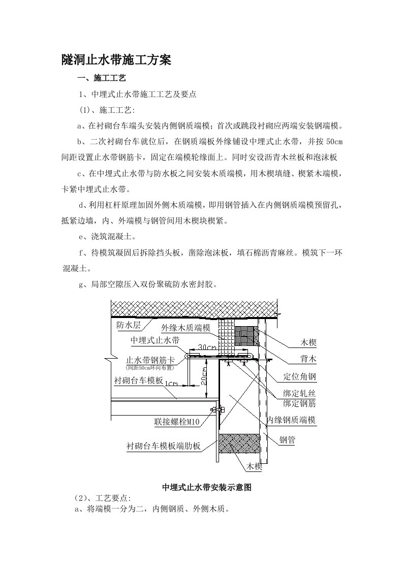 隧道止水带施工方案工艺