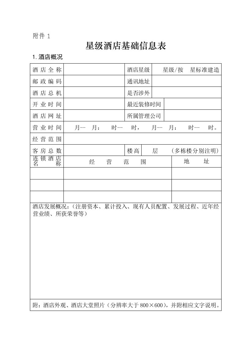 星级酒店基础信息表