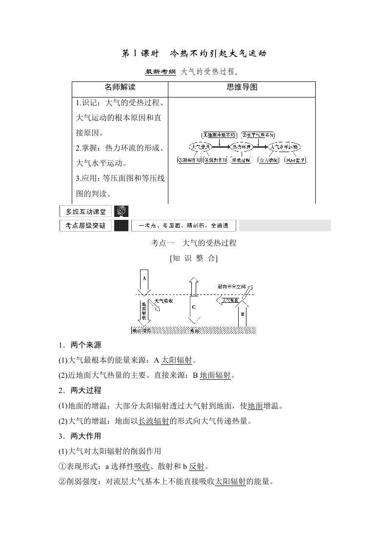 第1课时冷热不均引起大气运动