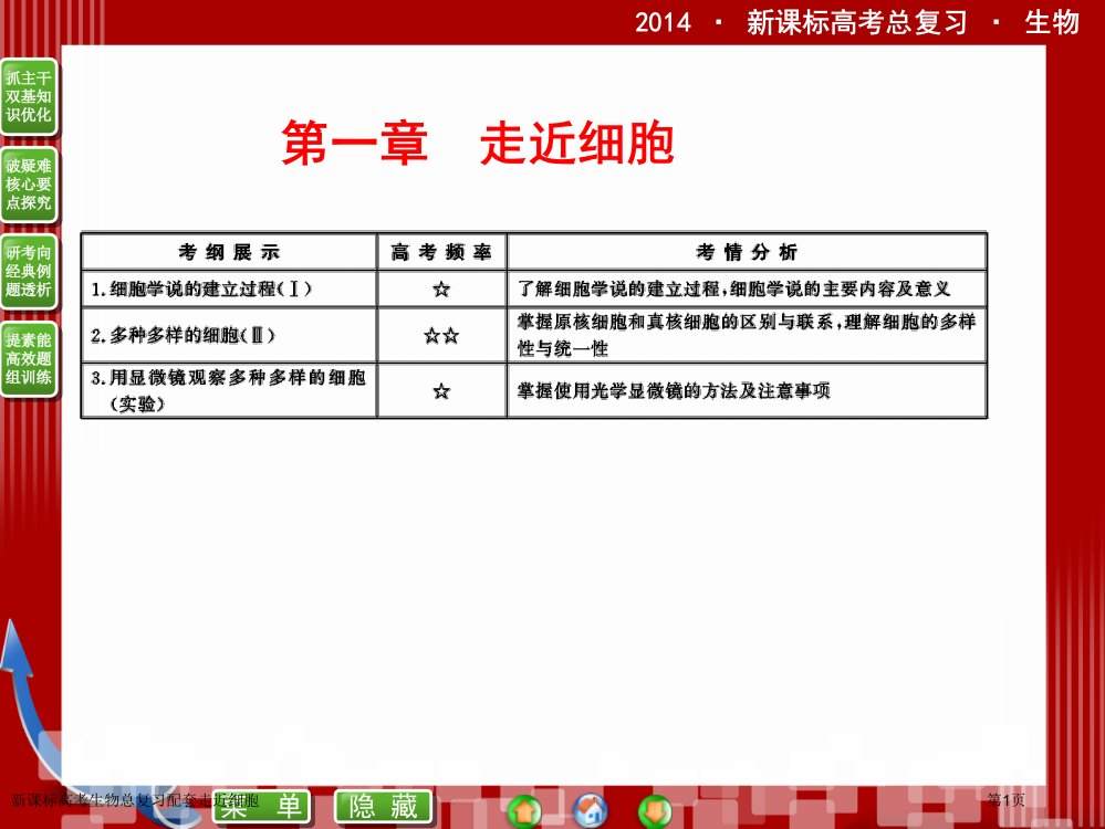 新课标高考生物总复习配套走近细胞